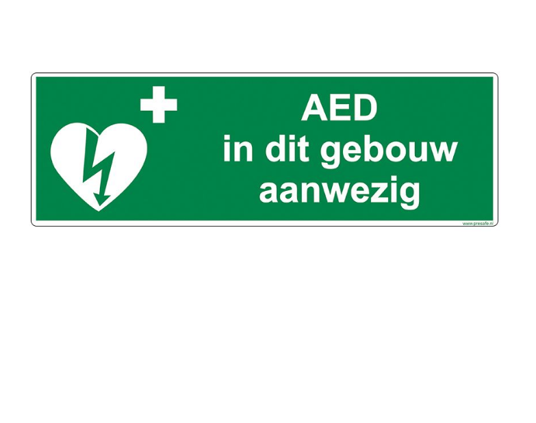 Lotsbestemming kralen Snoep AED aanwezig pictogram - BHV webshop voor een ruim assortiment BHV, EHBO en  AED benodigdheden